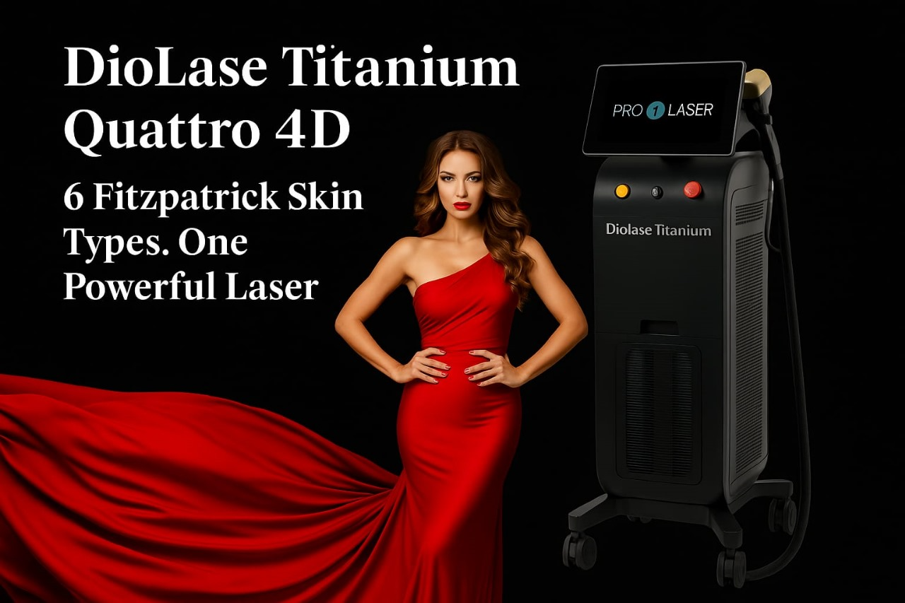 DioLase Titanium™ triple-wavelength laser hair removal device with Smart and Professional modes.