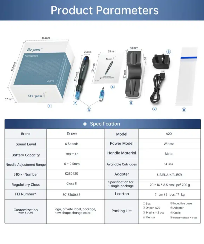 Dr. Pen A20 kit contents Pro 1 Laser Canada